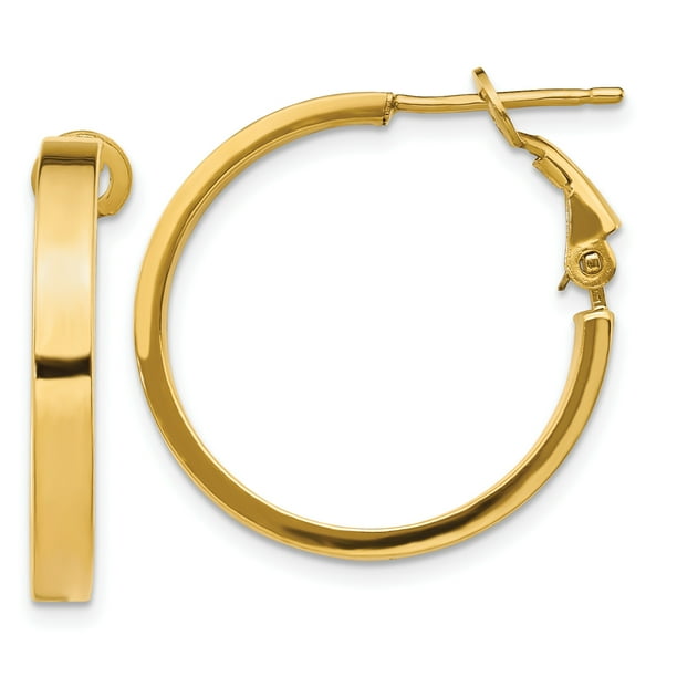 14k Yellow Gold 3x20mm Polished Square Tube Round Hoop Earrings 14k Yellow Gold 3x20mm Polished Square Tube Round Hoop Earrings